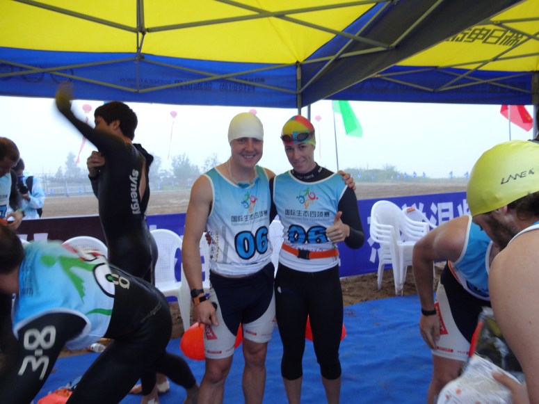 Ailsa and I. Haven't worn a swimming cap since primary school