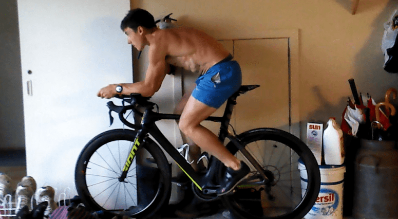 Bike fitting myself since the bike shop are always too busy to book me in. Balanced the phone on top of the car in the garage.