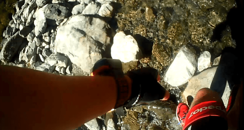 Tackling the goat pass rocks