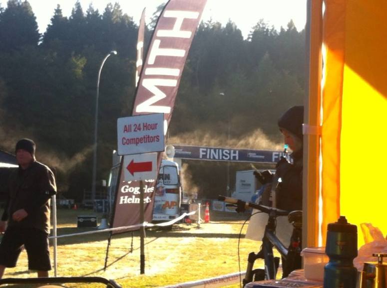 Watching the cold morning wake up and evaporate after a long first night