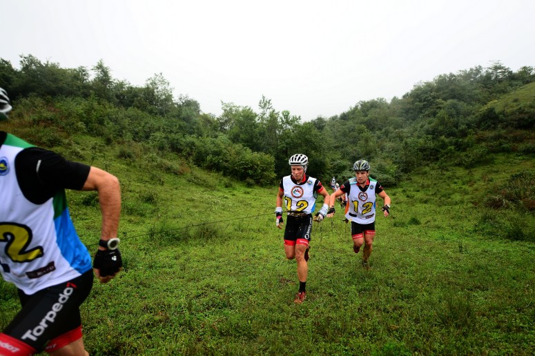 The team exits the trail section during first run of prologue