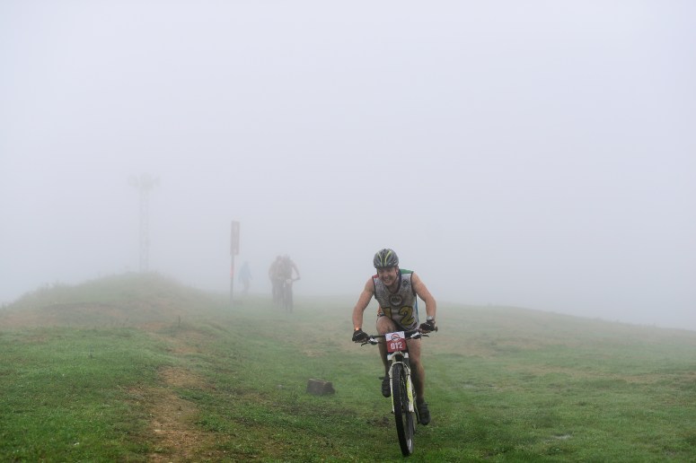 Me reaching the end of the mountain bike, showing signs of pain