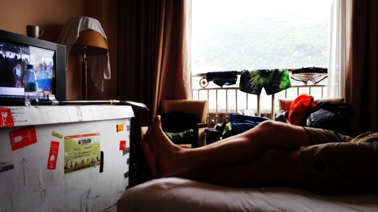 Chilling out in the hotel room