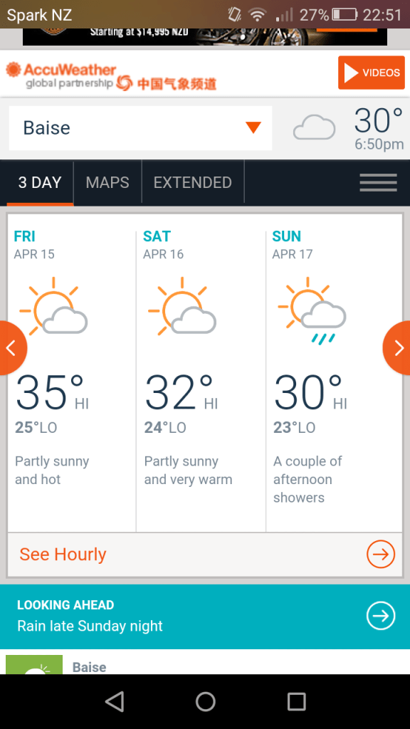 Baise weather forecast (sweats)